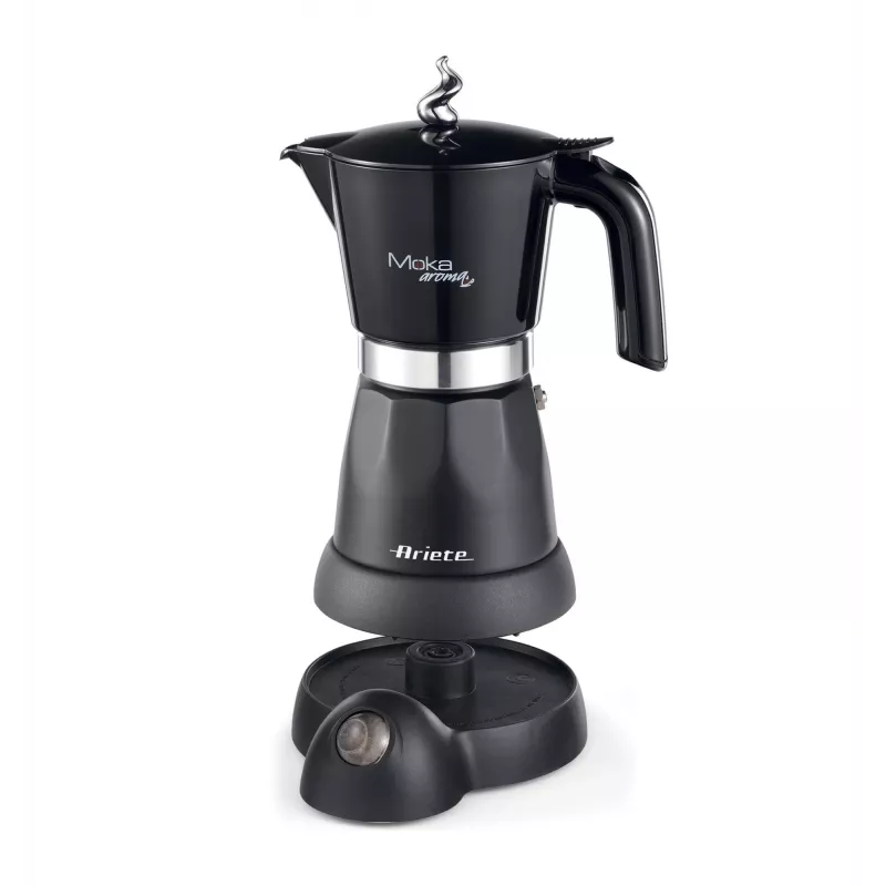 Ariete 1368 Moka Aroma, Electric Moka Pot, 4/6 cups, 480 W, Auto Shut Off, Maintains Temperature at 30 degrees, Black