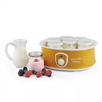 Ariete 617 Yogurella - Electric Yogurt Maker - 7 glass jars - 1,3kg of homemade yogurt - 20 Watt - White and Yellow