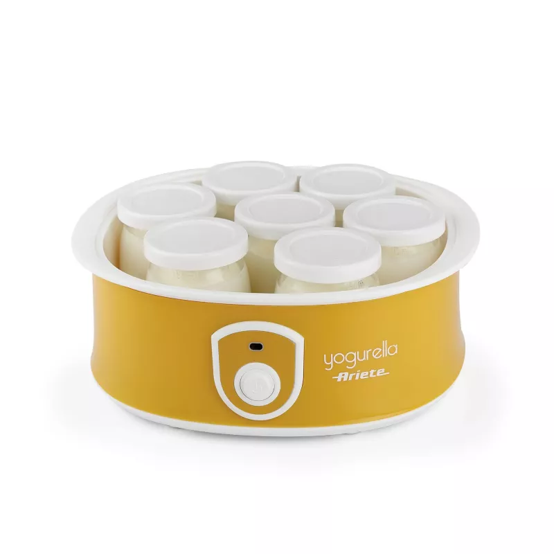 Ariete 617 Yogurella - Electric Yogurt Maker - 7 glass jars - 1,3kg of homemade yogurt - 20 Watt - White and Yellow