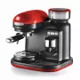 Ariete 1318 Moderna Espresso Machine with Integrated Coffee Grinder, For Coffee Beans and Ground Coffee, Milk Frothing Cappuccino Maker, 1 and 2 Cup Filter, 1080 W, 800 cc, Red