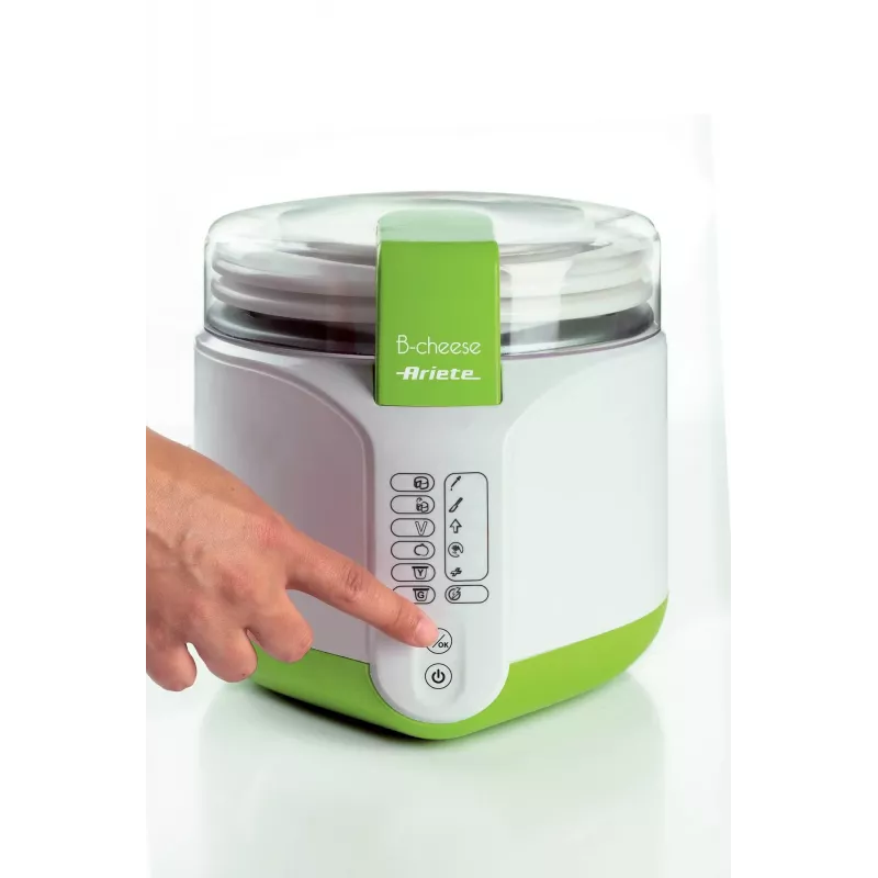 Ariete 615 B-Cheese Machine for Cheese and Yoghurt, 6 Pre-Set Programmes, Removable Non-Stick Basket, Suitable for Vegans and People with Food Intolerances, Extensive Recipe Book, 500 W, White/Green
