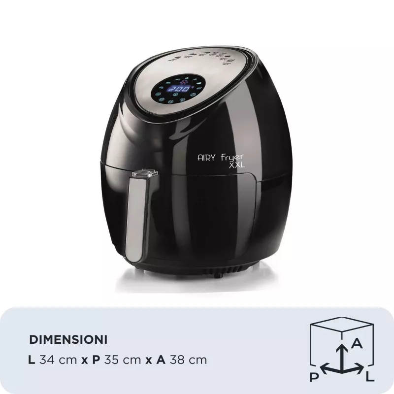 Ariete 4618 Airy Fryer XXL - Air Fryer - Fry 2.5 kg of French Fries - 7 Liters - Cooking Without Oil and Fat - 1800 Watt - Black