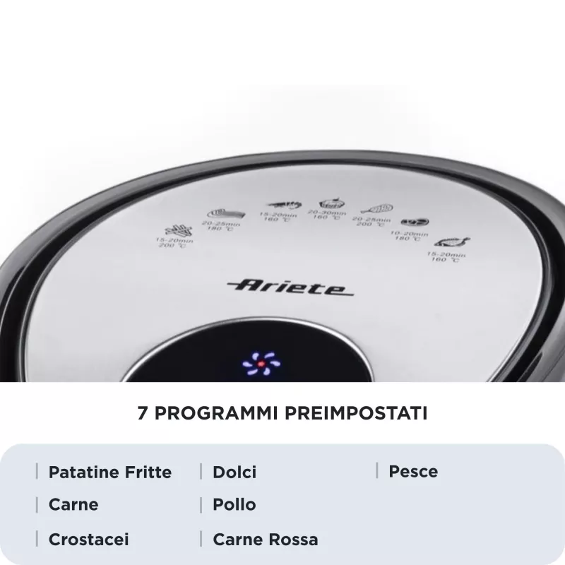 Ariete 4618 Airy Fryer XXL - Air Fryer - Fry 2.5 kg of French Fries - 7 Liters - Cooking Without Oil and Fat - 1800 Watt - Black