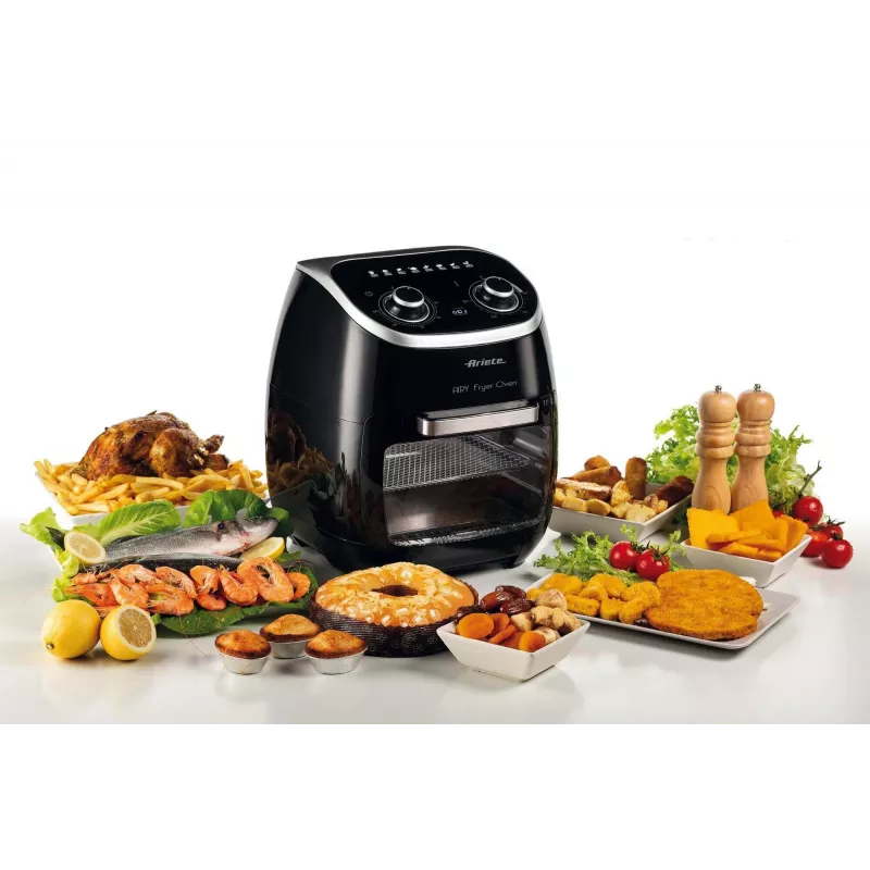 Ariete 4619 Airy Fryer Oven - Air Fryer and Electric Oven with Rotisserie - Rotating Basket - Dryer - 2000 Watt - 11 Liters - Steel