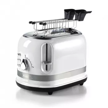 Ariete 149 Modern white toaster with tongs for 2 slices of bread, sandwich or toast - 6 browning levels - Defrosting - Modern line - White