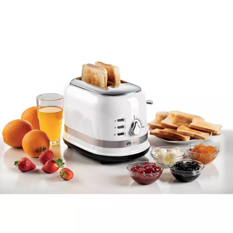 Ariete 149 Modern white toaster with tongs for 2 slices of bread, sandwich or toast - 6 browning levels - Defrosting - Modern line - White