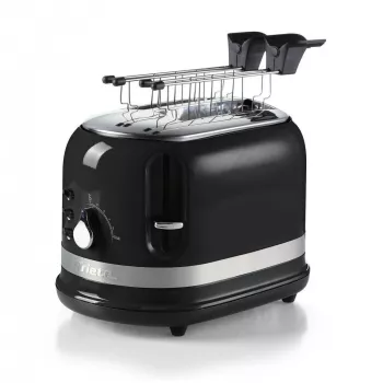 Ariete 149 Modern white toaster with tongs for 2 slices of bread, sandwich or toast - 6 browning levels - Defrosting - Modern line - Black