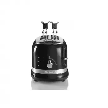 Ariete 149 Modern white toaster with tongs for 2 slices of bread, sandwich or toast - 6 browning levels - Defrosting - Modern line - Black