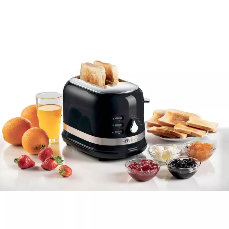 Ariete 149 Modern white toaster with tongs for 2 slices of bread, sandwich or toast - 6 browning levels - Defrosting - Modern line - Black