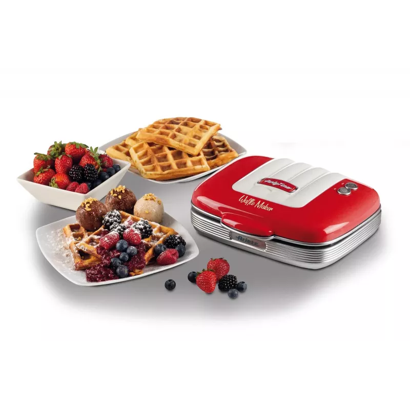 Ariete 1973 Waffle Maker, 700 W, Non-Stick Plates, Red, Red, 700 W, 700 W, 700 W, 210 mm, 250 mm