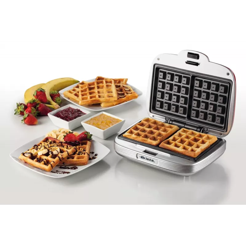 Ariete 1973 Waffle Maker, 700 W, Non-Stick Plates, Red, Red, 700 W, 700 W, 700 W, 210 mm, 250 mm