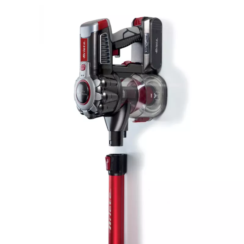 Ariete 2757 22v Lithium - Wireless Electric Broom - 3 Filtration Levels - 2200 mAH Li-Ion battery - Accessory kit included - Red