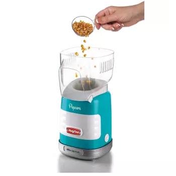 Ariete 2956, Pop Corn Party Time, Pop Corn Machine, Bursts 60gr of Corn for Pop Corn in 2 minutes with Hot Air, Fat Free, 1000 Watt, Blue