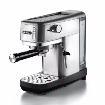 Ariete 1380 Metal coffee machine, compatible with ground coffee and ESE pods, 1300 W, 1.1 L capacity, 15 bar pressure, ½ cup filter, Cappuccino device, Silver