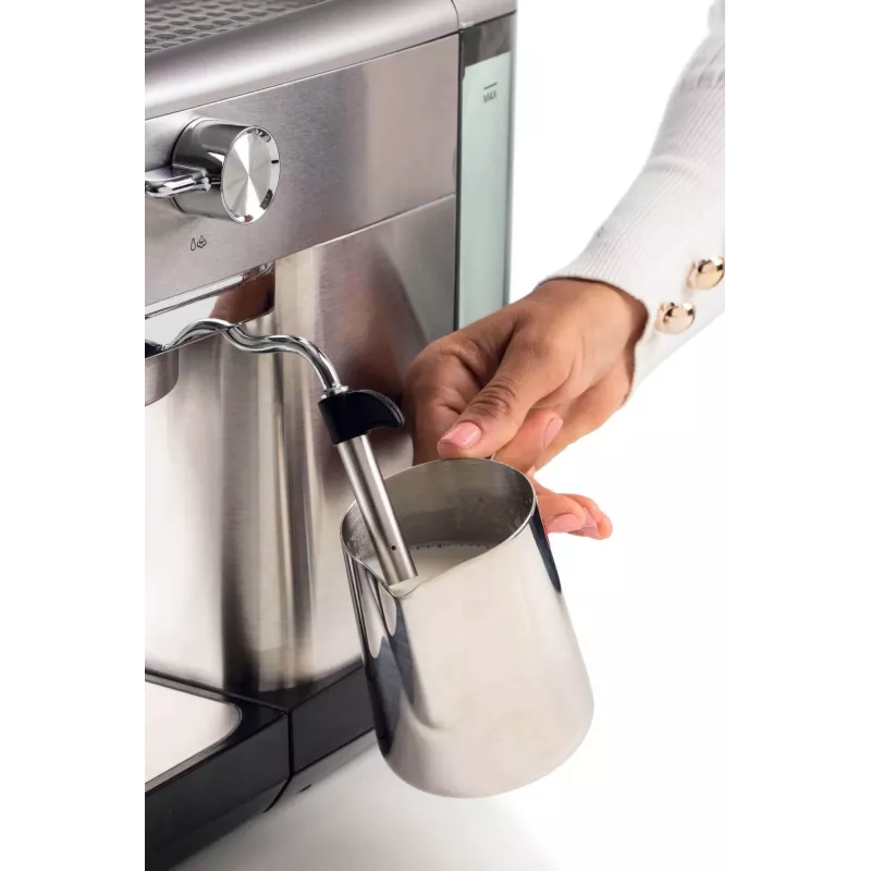 Ariete 1380 Metal coffee machine, compatible with ground coffee and ESE pods, 1300 W, 1.1 L capacity, 15 bar pressure, ½ cup filter, Cappuccino device, Silver
