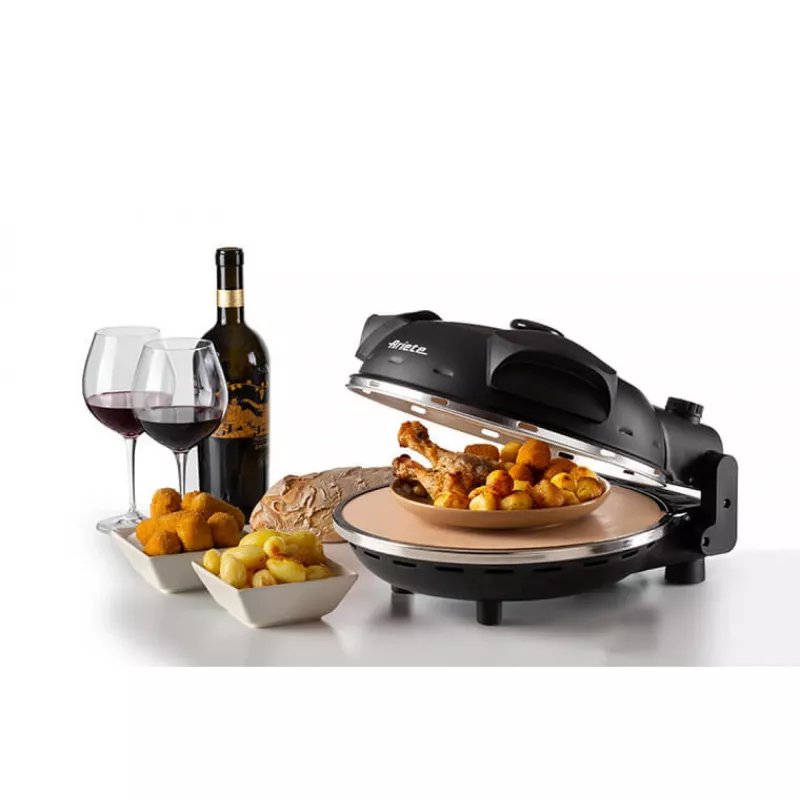 Ariete 917 Pizza Oven - Pizza in 4 minutes - Refractory stone plate with non-stick treatment - Max temperature 400 ° - 1200 Watt - Timer 30 '- Black