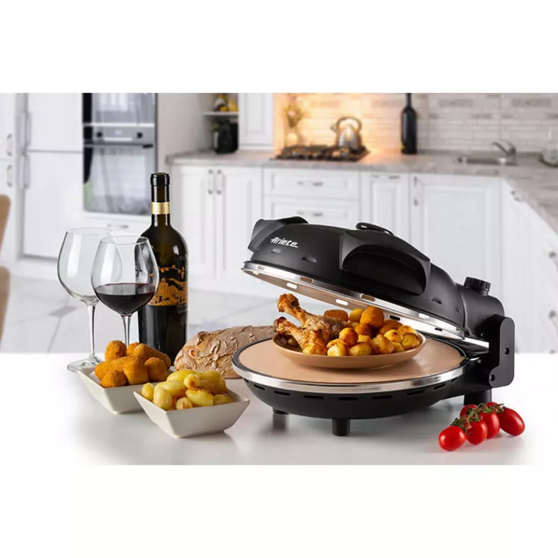 Ariete 917 Pizza Oven - Pizza in 4 minutes - Refractory stone plate with non-stick treatment - Max temperature 400 ° - 1200 Watt - Timer 30 '- Black
