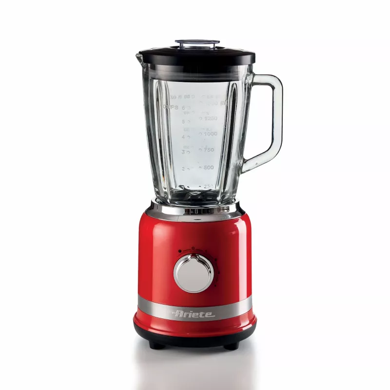 Ariete Moderna Red Blender with glass cup, Tabletop blender, 1.5 L, Pulse function, Ice crushing, 1000 W, Red