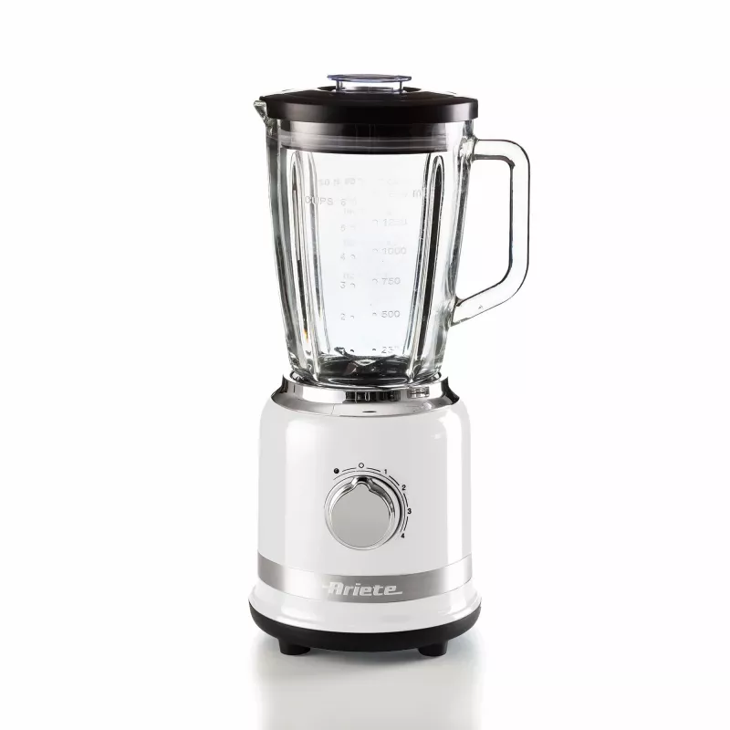 Ariete Modern White Blender with glass cup, Tabletop blender, 1.5 L, Pulse function, Ice crushing, 1000 W, White