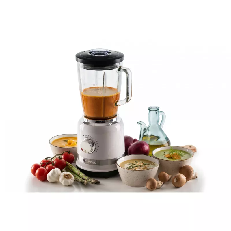 Ariete Modern White Blender with glass cup, Tabletop blender, 1.5 L, Pulse function, Ice crushing, 1000 W, White