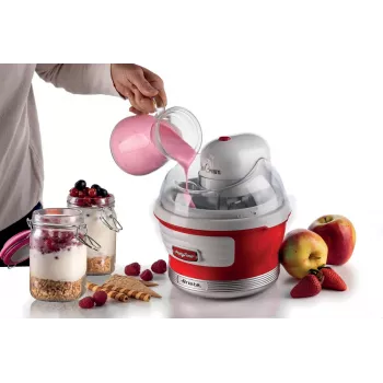 Ariete 643 Ice Cream Maker Party Time, Ice cream making machine, 12W, 1.5 L capacity, Removable basket with double insulation, Preparation time 30 minutes, Lid for adding ingredients, Red