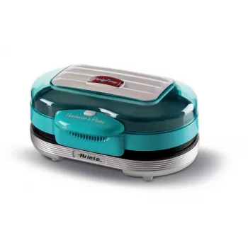 Ariete 205 Hamburger Maker Party Time, Hamburger making machine, 1200 W, Double non-stick plates, 2 compartments, Easy to clean, blue