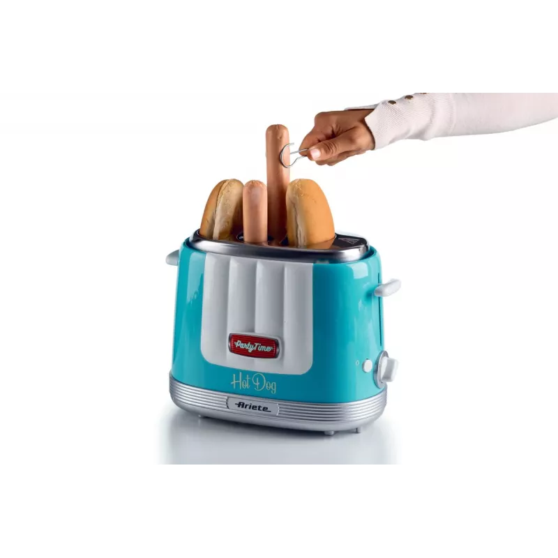Ariete 206 Hot dog Maker Party Time, 650W, Blue, Hot dog toaster, Light Blue, 2 pc(s), 650 W, 160 mm, 270 mm