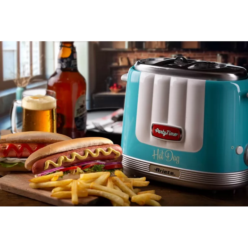Ariete 206 Hot dog Maker Party Time, 650W, Blue, Hot dog toaster, Light Blue, 2 pc(s), 650 W, 160 mm, 270 mm