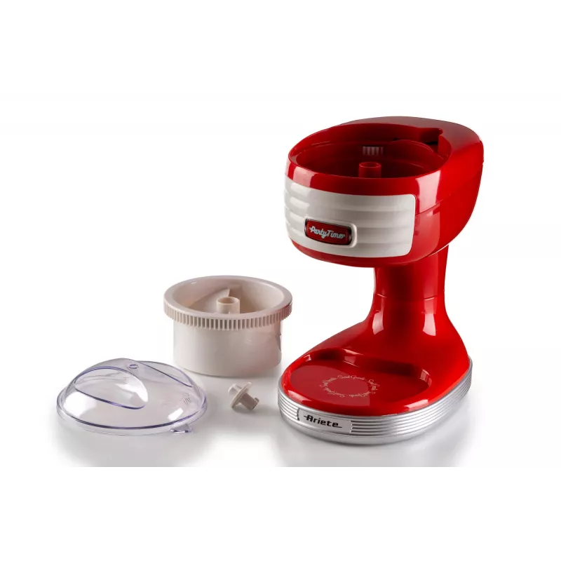 Ariete 76 Ice Crusher Party Time, Ice Crusher Machine, 30 W, Removable Ice Crusher Basket, Stainless Steel Blades, Red