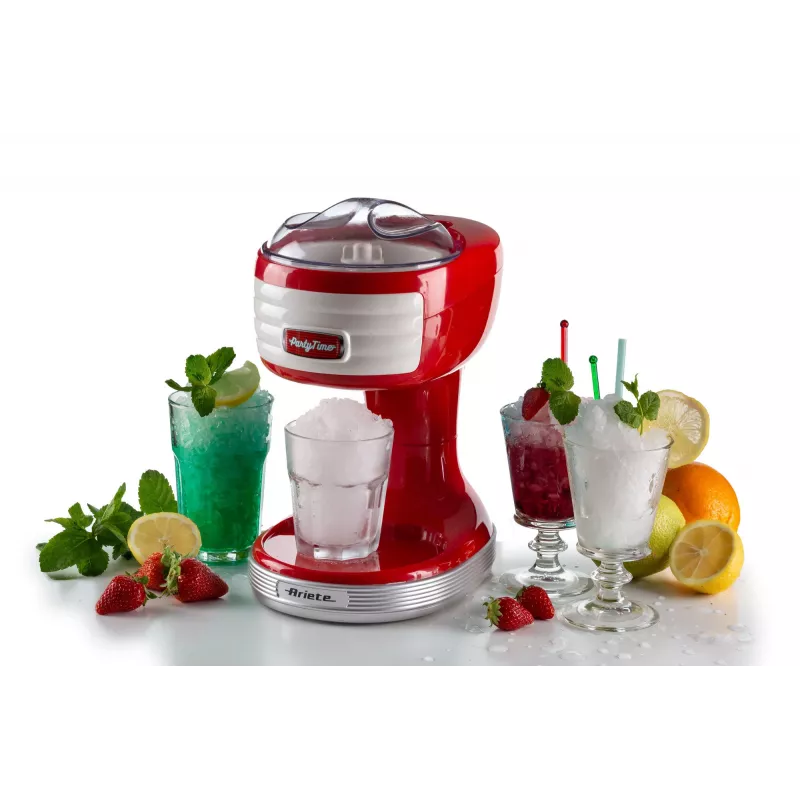 Ariete 76 Ice Crusher Party Time, Ice Crusher Machine, 30 W, Removable Ice Crusher Basket, Stainless Steel Blades, Red
