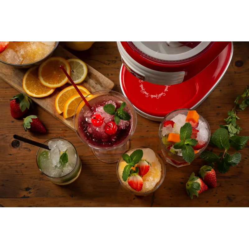 Ariete 76 Ice Crusher Party Time, Ice Crusher Machine, 30 W, Removable Ice Crusher Basket, Stainless Steel Blades, Red