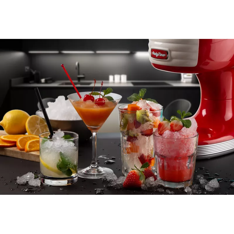 Ariete 76 Ice Crusher Party Time, Ice Crusher Machine, 30 W, Removable Ice Crusher Basket, Stainless Steel Blades, Red