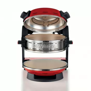 Ariete 927 Pizzeria , Double pizza oven, 2 pizzas in 4 minutes, 2300 W, 2 refractory stones, 2 thermostats, Diameter 32 cm, 5 cooking levels, 2 stainless steel paddles, Red