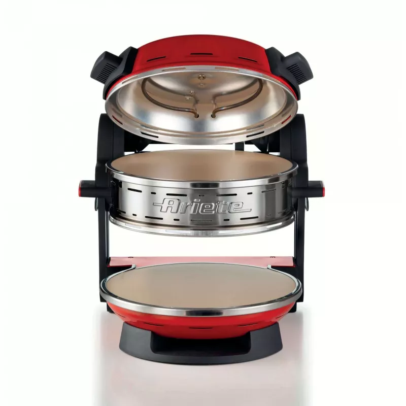 Ariete 927 Pizzeria , Double pizza oven, 2 pizzas in 4 minutes, 2300 W, 2 refractory stones, 2 thermostats, Diameter 32 cm, 5 cooking levels, 2 stainless steel paddles, Red