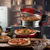 Ariete 927 Pizzeria , Double pizza oven, 2 pizzas in 4 minutes, 2300 W, 2 refractory stones, 2 thermostats, Diameter 32 cm, 5 cooking levels, 2 stainless steel paddles, Red