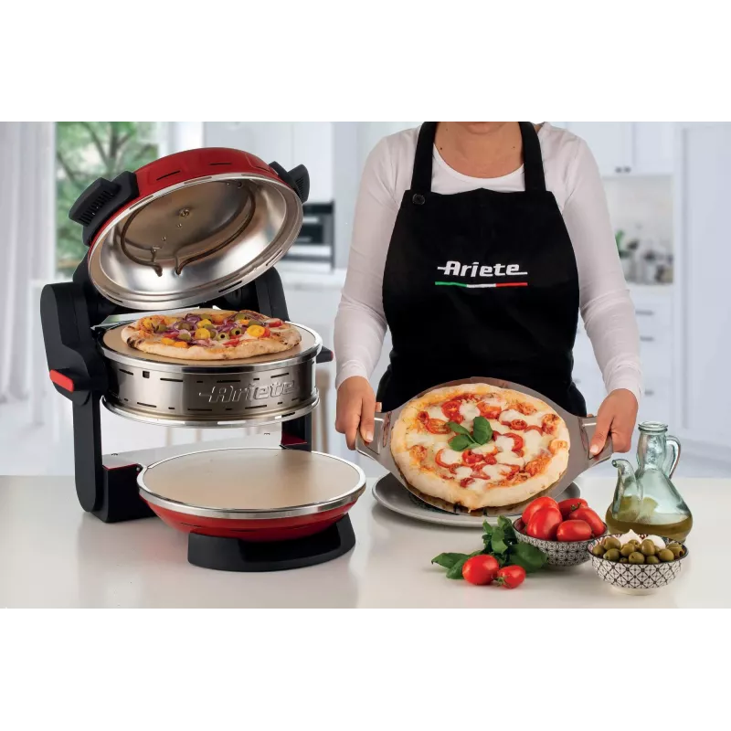 Ariete 927 Pizzeria , Double pizza oven, 2 pizzas in 4 minutes, 2300 W, 2 refractory stones, 2 thermostats, Diameter 32 cm, 5 cooking levels, 2 stainless steel paddles, Red