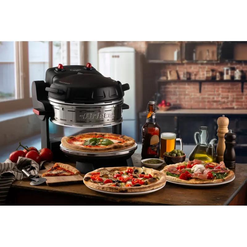 Ariete 927 Pizzeria , Double pizza oven, 2 pizzas in 4 minutes, 2300 W, 2 refractory stones, 2 thermostats, Diameter 32 cm, 5 cooking levels, 2 stainless steel paddles, Red