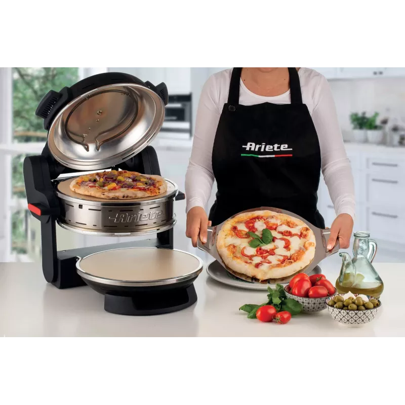 Ariete 927 Pizzeria , Double pizza oven, 2 pizzas in 4 minutes, 2300 W, 2 refractory stones, 2 thermostats, Diameter 32 cm, 5 cooking levels, 2 stainless steel paddles, Red