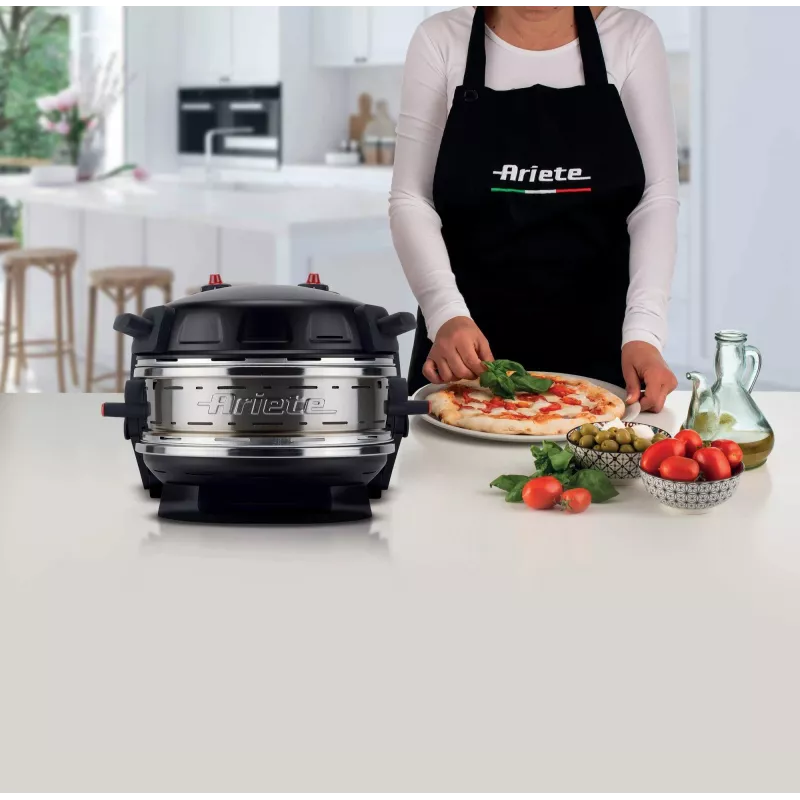 Ariete 927 Pizzeria , Double pizza oven, 2 pizzas in 4 minutes, 2300 W, 2 refractory stones, 2 thermostats, Diameter 32 cm, 5 cooking levels, 2 stainless steel paddles, Red