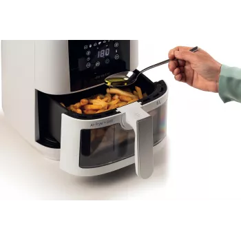 Ariete 4626 Airy Fryer 6L, Air Fryer, 1300 W, 6L Capacity, 2.5kg Cooking Capacity, 8 Preset Programs, Temperature up to 200°, Transparent Basket for Cooking Control, Black