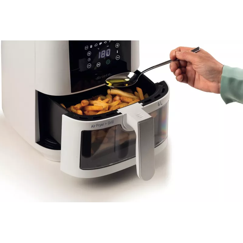 Ariete 4626 Airy Fryer 6L, Air Fryer, 1300 W, 6L Capacity, 2.5kg Cooking Capacity, 8 Preset Programs, Temperature up to 200°, Transparent Basket for Cooking Control, Black