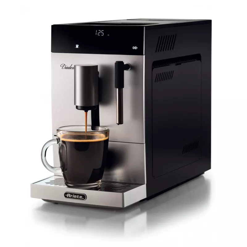 Ariete 1452 Diadema, Automatic Coffee Maker, 1350 W, 19 bar pressure, For coffee, Americano and hot water, Cappuccino Device, LED Display, Adjustable Dispenser, Silver