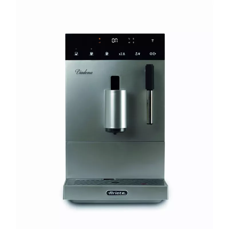 Ariete 1452 Diadema, Automatic Coffee Maker, 1350 W, 19 bar pressure, For coffee, Americano and hot water, Cappuccino Device, LED Display, Adjustable Dispenser, Silver