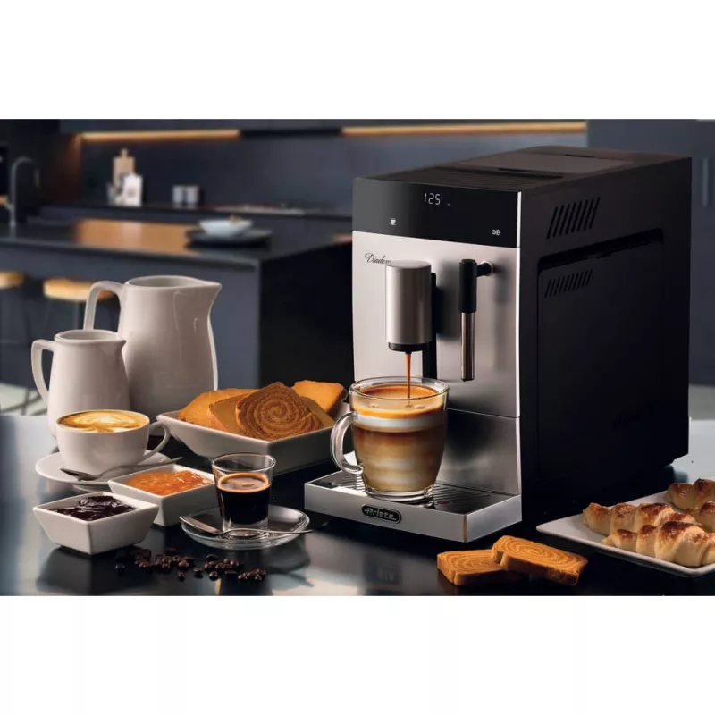 Ariete 1452 Diadema, Automatic Coffee Maker, 1350 W, 19 bar pressure, For coffee, Americano and hot water, Cappuccino Device, LED Display, Adjustable Dispenser, Silver