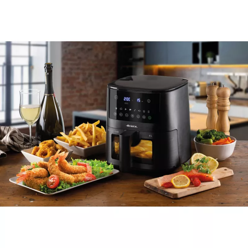 Ariete 4633, Air fryer 4L, 1400W, Capacity 4L, 9 programs, Shake and Grill Function, Temperature up to 200°C, Black