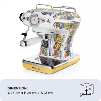 Ariete 1389 Positano coffee machine, 850W, Tank capacity 0.9L, 1 or 2 cups filter, Drip tray, Milk frother