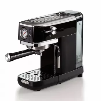 Ariete 1381 Coffee machine with pressure gauge, compatible with ground coffee and ESE pods, 1300 W, 1.1 L capacity, 15 bar pressure, ½ cup filter, Cappuccino device, Black