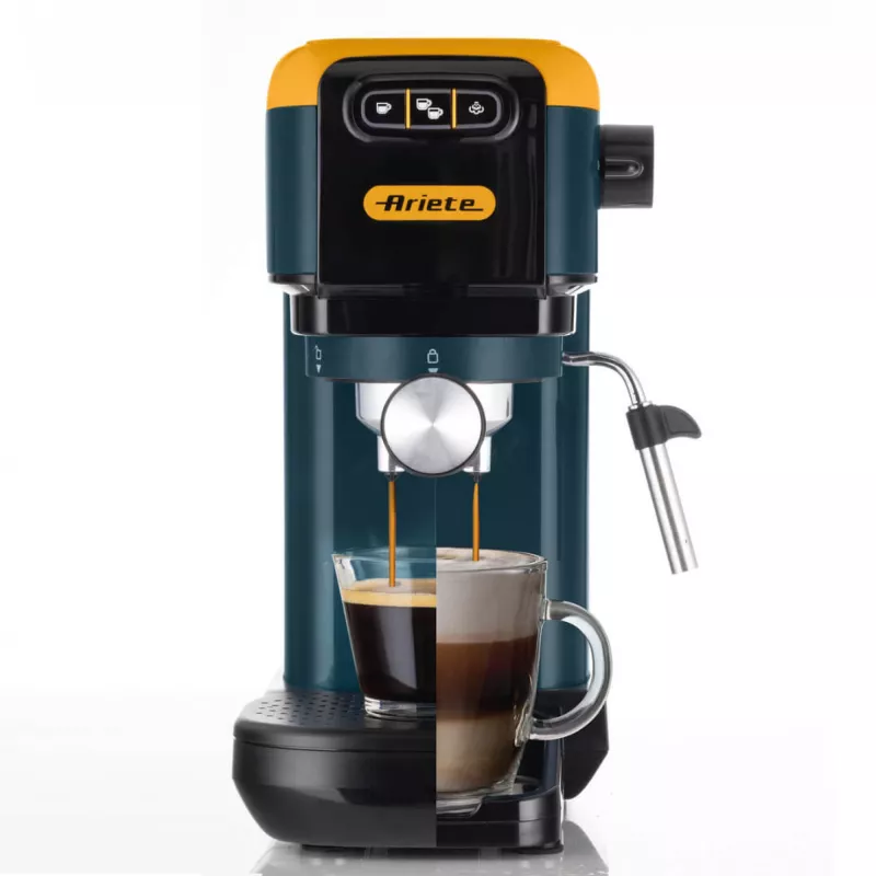 Ariete 1399 Espresso coffee machine, For powder and ESE pods, 1300 W, 1.1L capacity, 15 bar pressure, 1, 2 cups and ESE pod filter, Cappuccino, Yellow