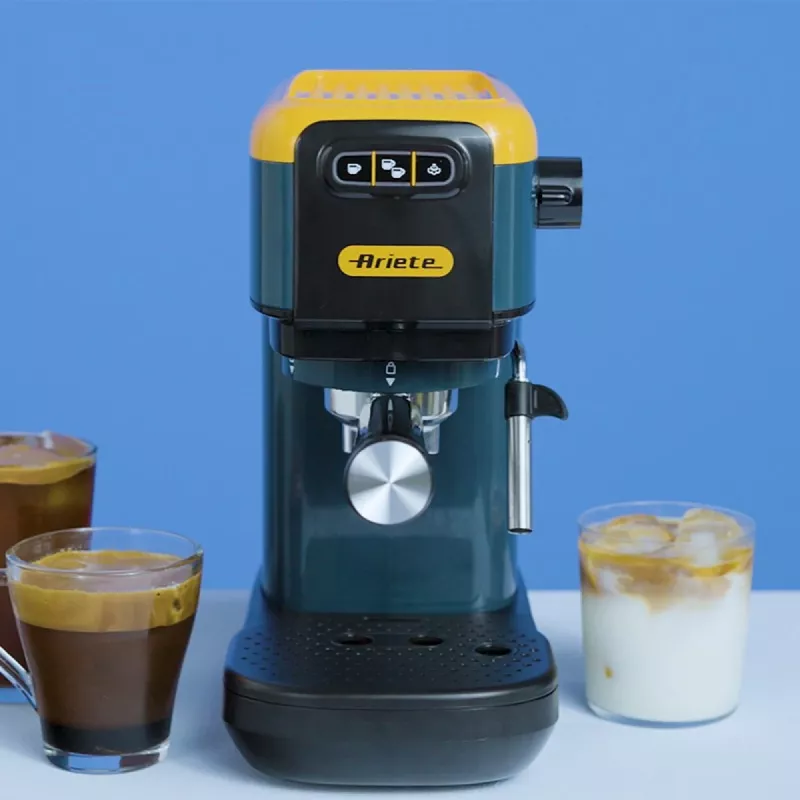 Ariete 1399 Espresso coffee machine, For powder and ESE pods, 1300 W, 1.1L capacity, 15 bar pressure, 1, 2 cups and ESE pod filter, Cappuccino, Yellow