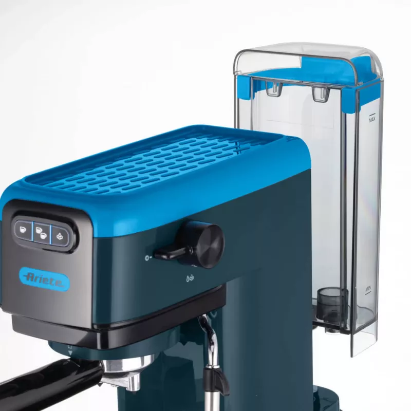 Ariete 1399 Espresso coffee machine, For powder and ESE pods, 1300 W, 1.1L capacity, 15 bar pressure, 1, 2 cups and ESE pod filter, Cappuccino, Blue